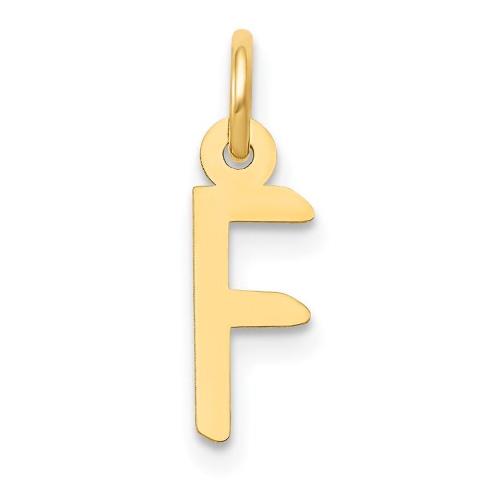 10k Yellow Gold Small Slanted Block Initial F Cha… - image 1